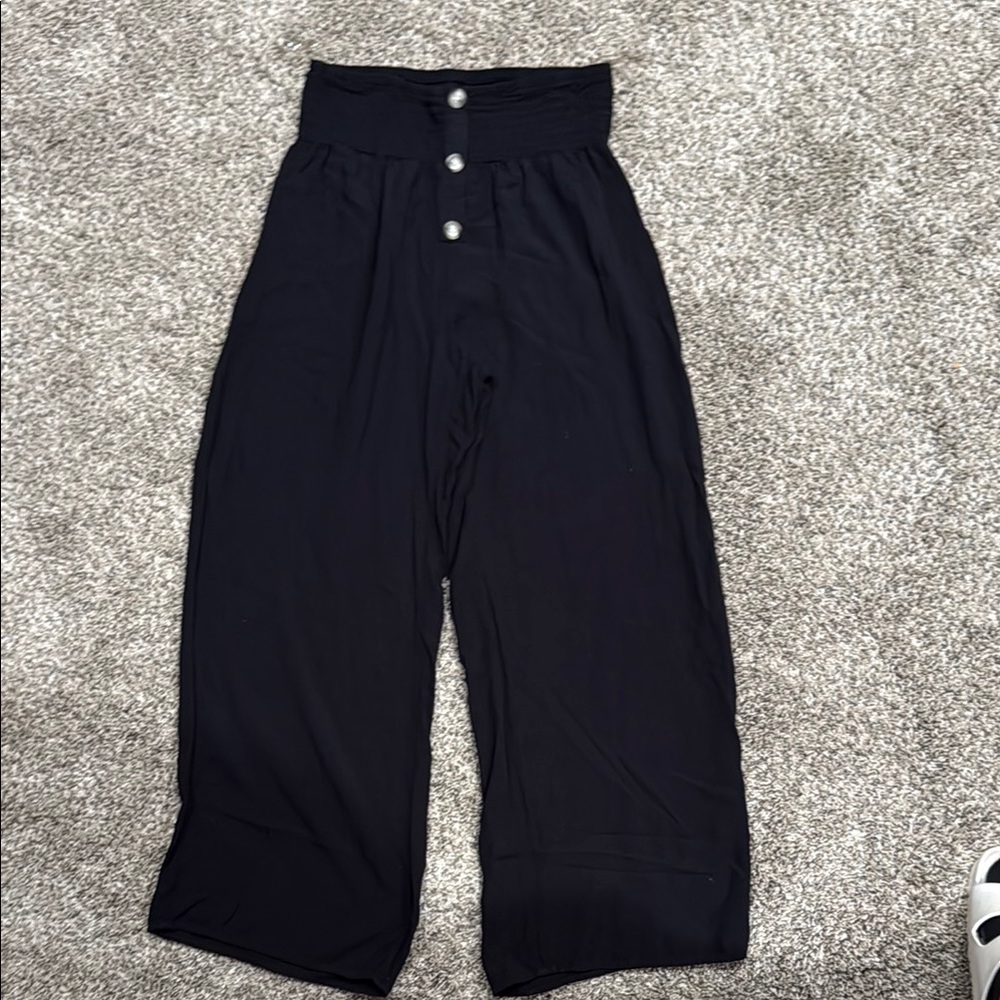 High-Waisted Black Wide-Leg Pants
